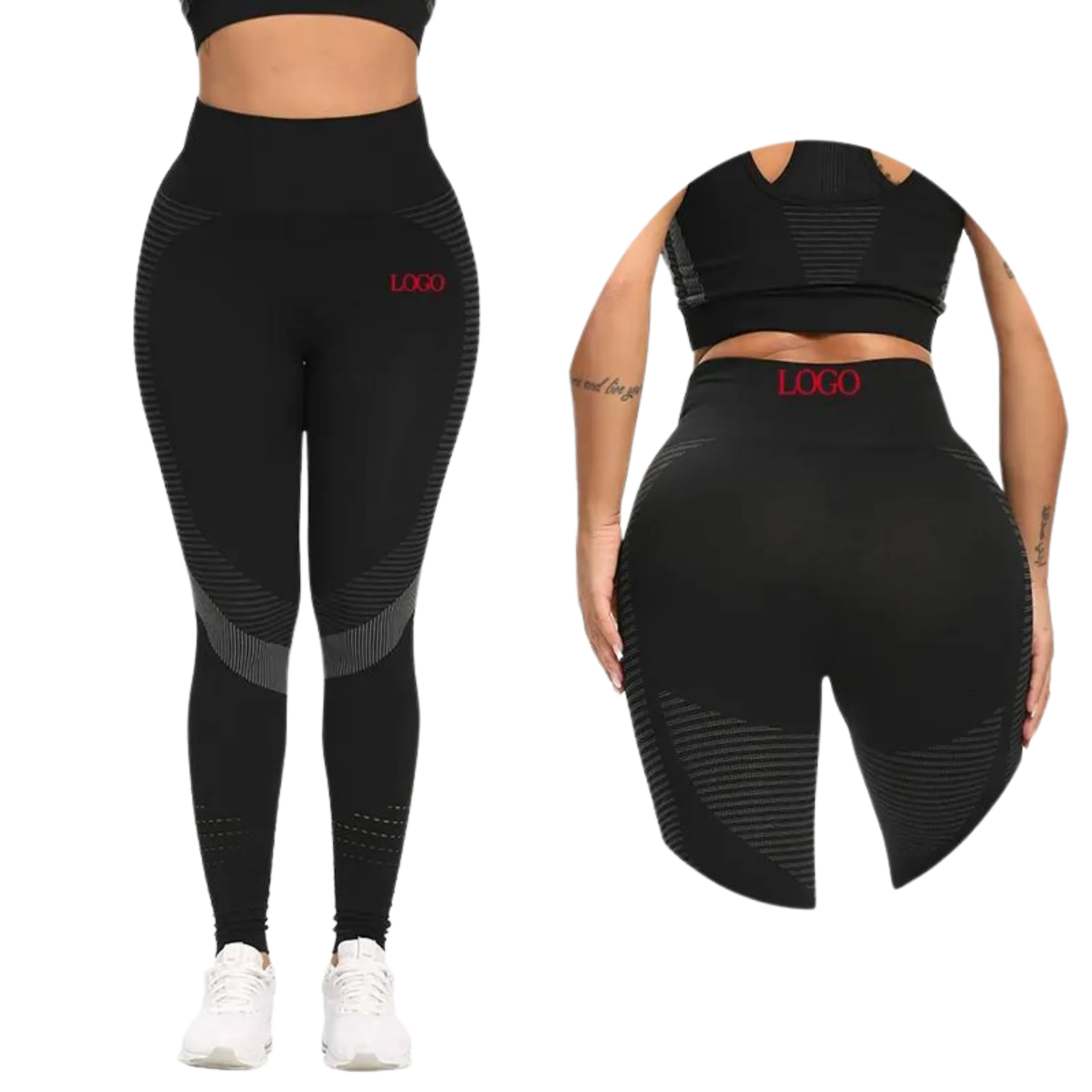 Leggins fashion negro tiro alto