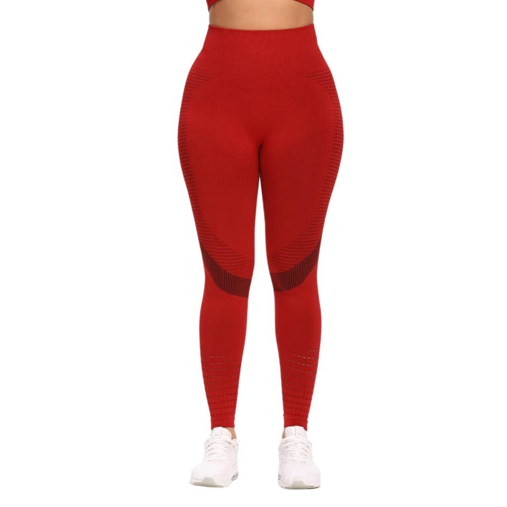 Calzas deportivas mujer con malla tiro alto rojo