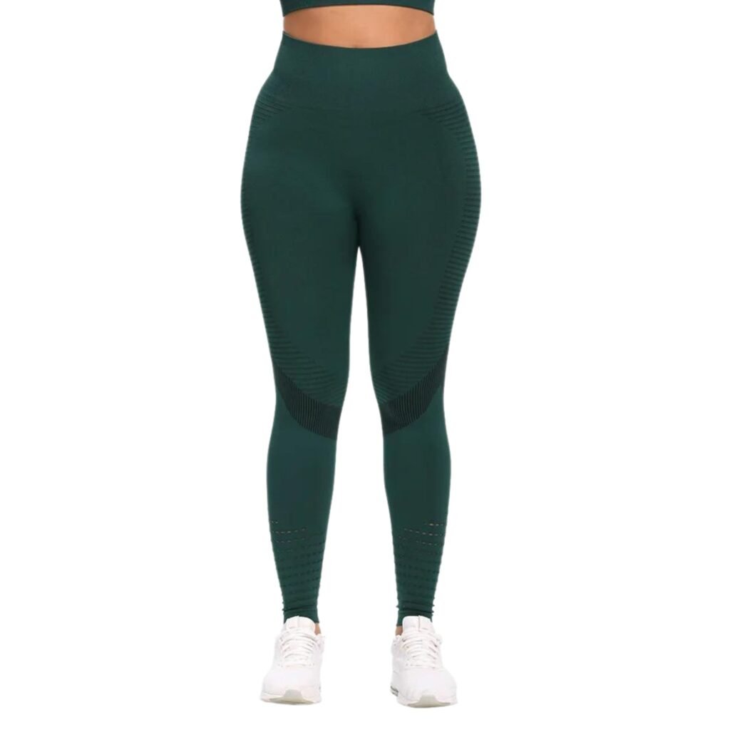 Calzas deportivas mujer con malla tiro alto verde