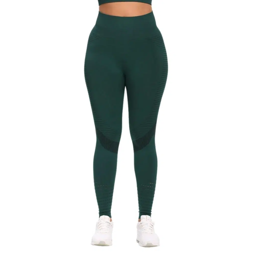 Calzas deportivas mujer con malla tiro alto verde