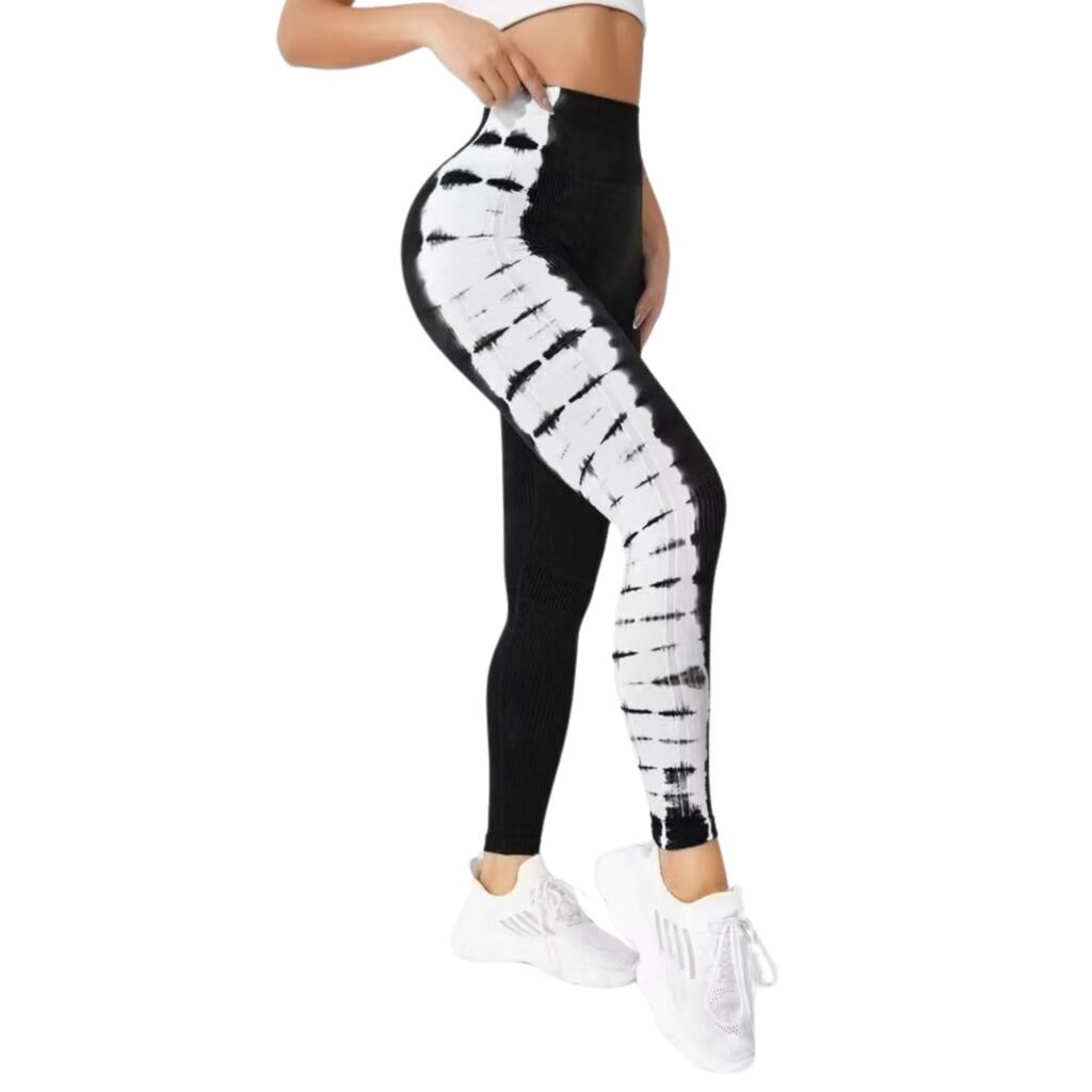 Calzas push up mujer tiro alto con detalle blanco negro