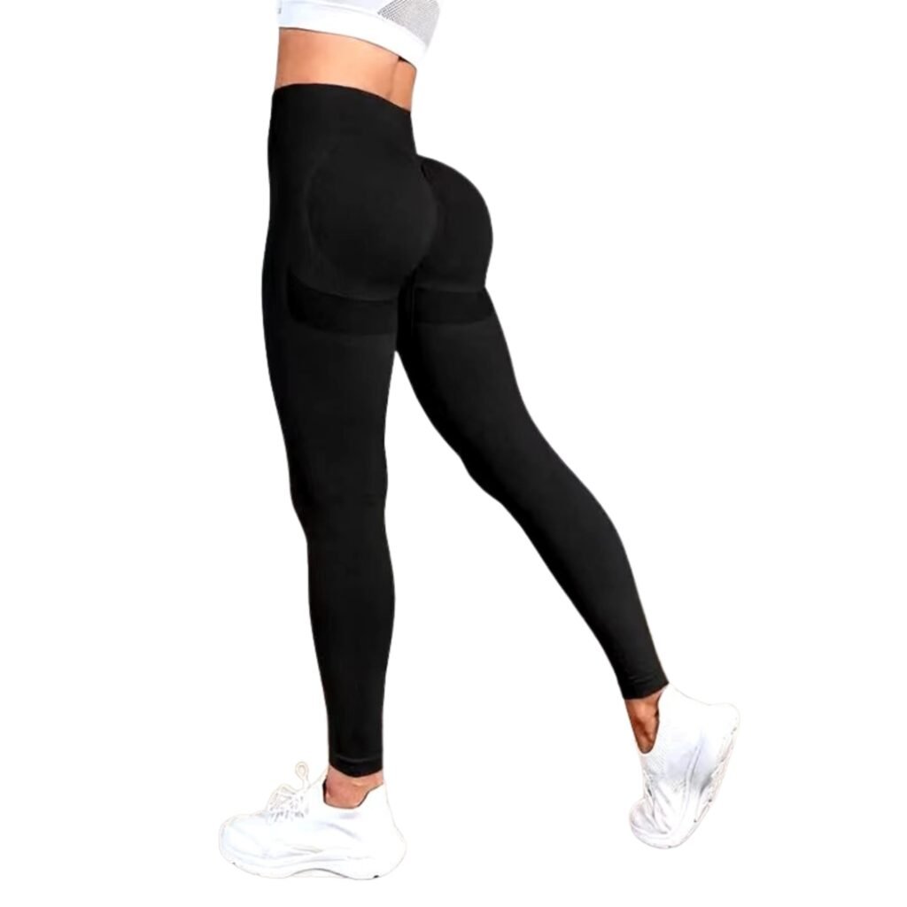 Calzas push up mujer tiro alto con soporte negro