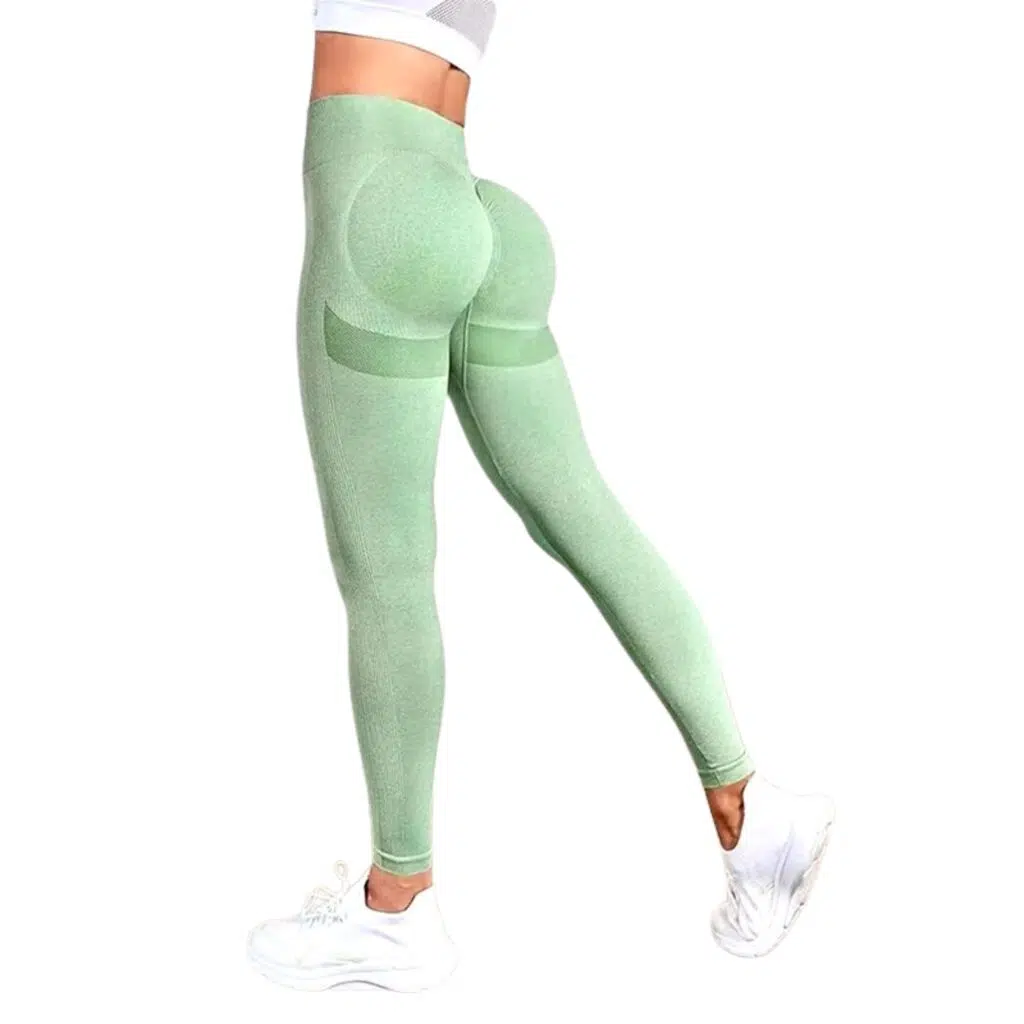 Calzas push up mujer tiro alto con soporte verde claro