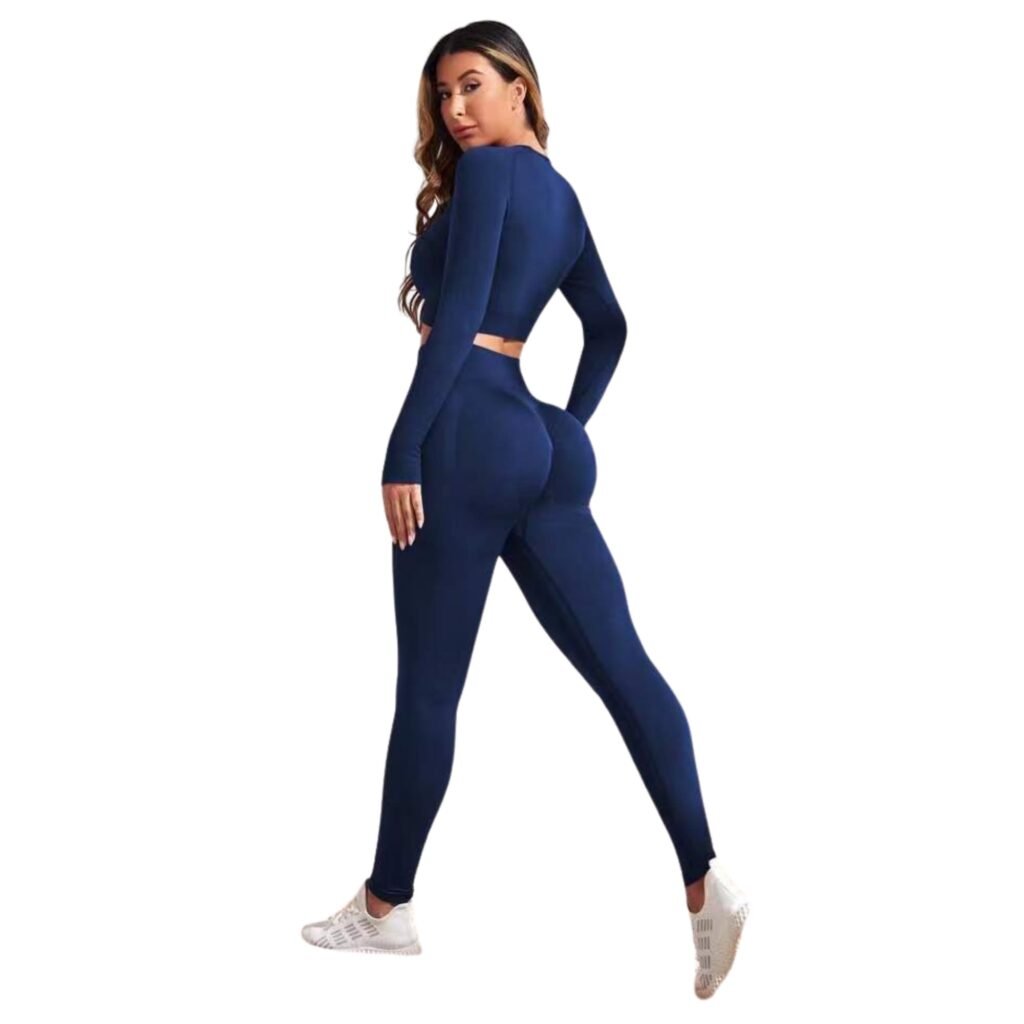 Conjunto deportivo push up mujer manga larga azul