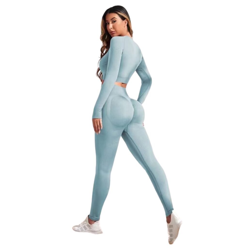 Conjunto deportivo push up mujer manga larga celeste