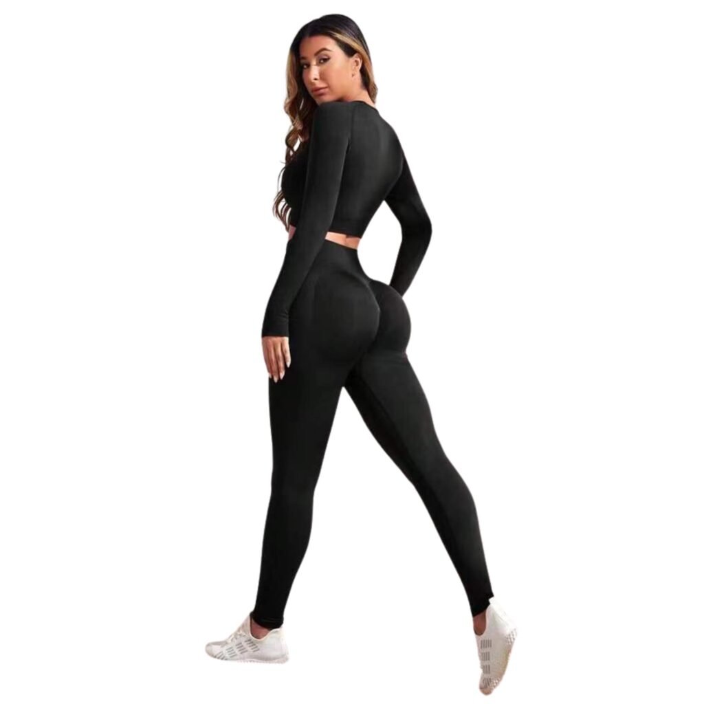 Conjunto deportivo push up mujer manga larga negro