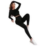 Conjunto Push Up Manga Larga Tiro Alto Negro - Imagen 2
