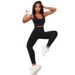 Conjunto Push Up Sin Mangas Musculosa Tiro Alto Negro - Imagen 2