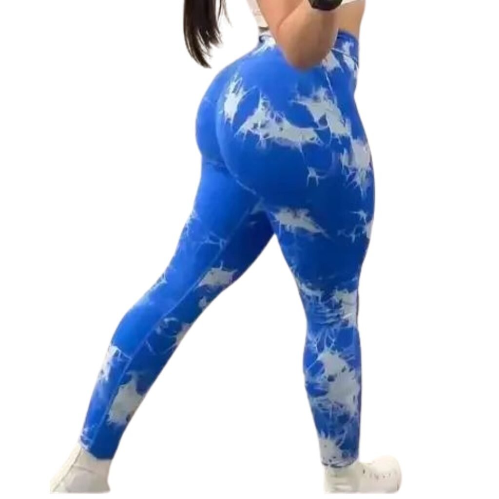 Calzas push up mujer tiro alto azul claro