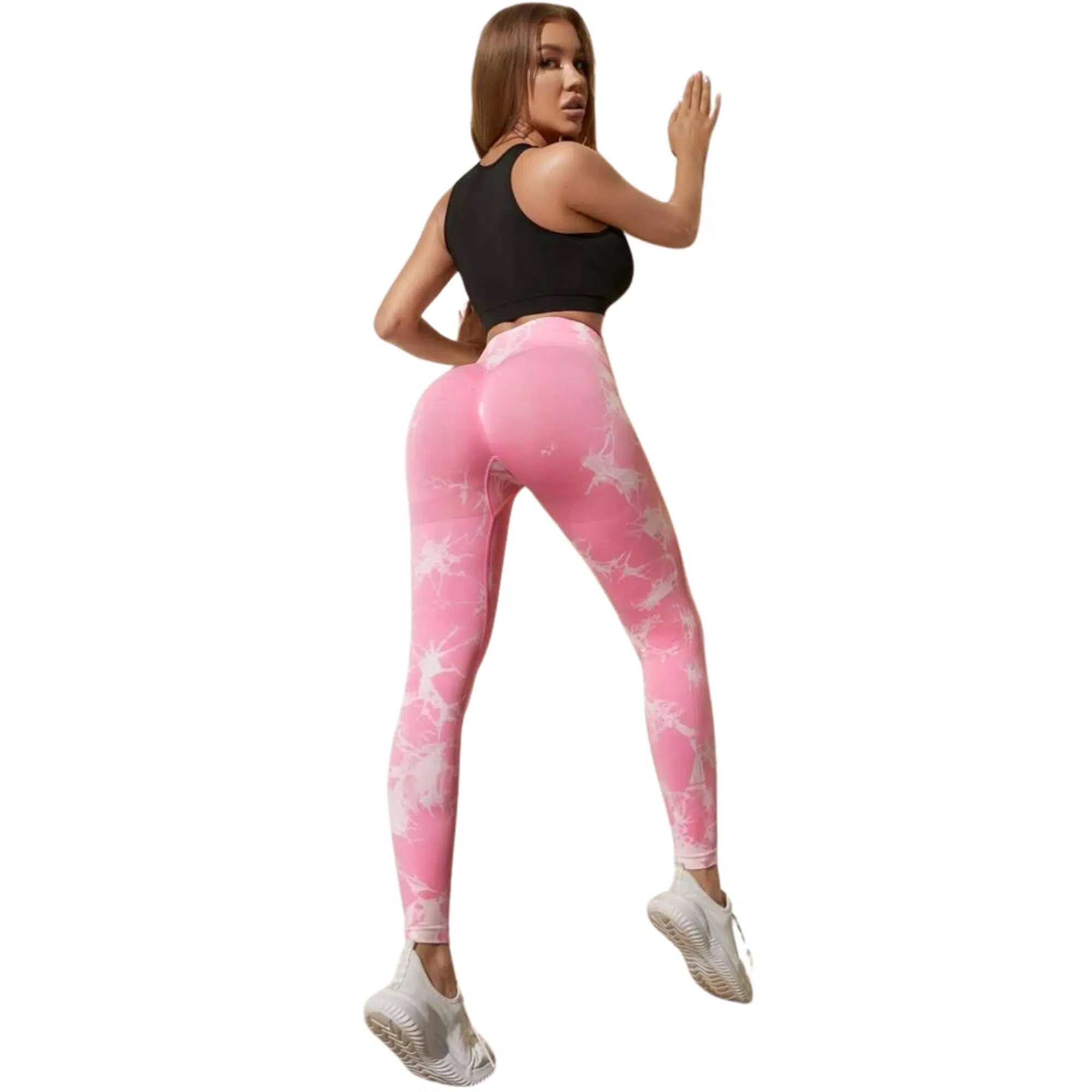 Calzas push up mujer tiro alto rosa - Imagen 5