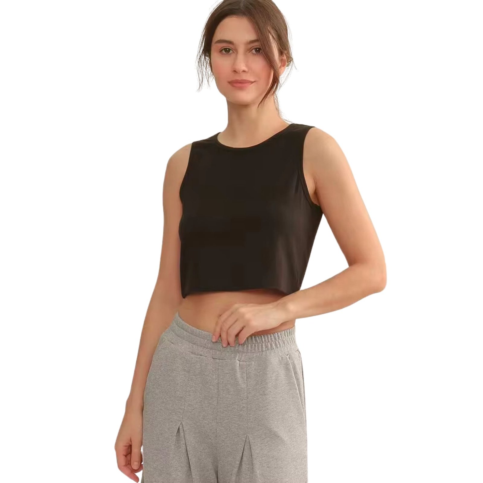 Polera Manga Corta Cuello Redondo Negro - Imagen 2