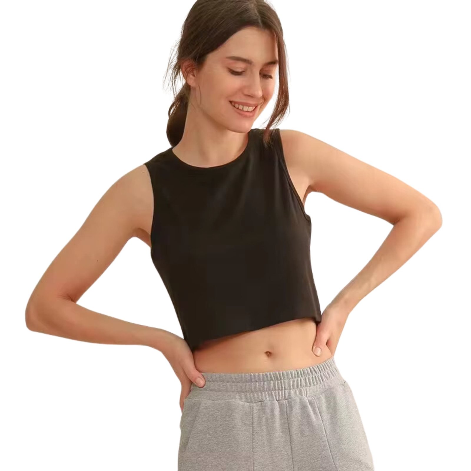 Polera Manga Corta Cuello Redondo Negro - Imagen 3