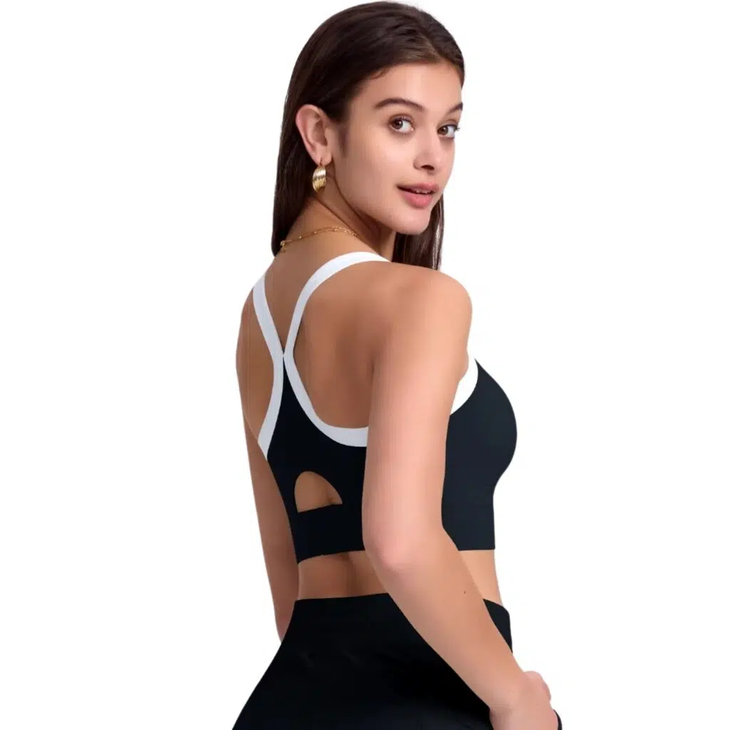 Top deportivo mujer bicolor negro