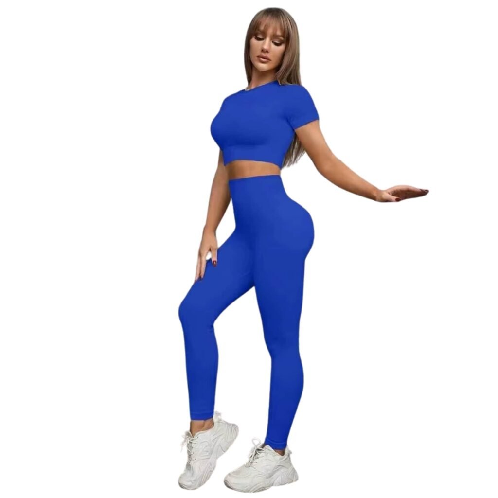 Conjunto deportivo push up mujer manga corta azul zafiro