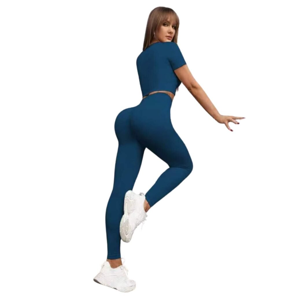 Conjunto deportivo push up mujer manga corta azul