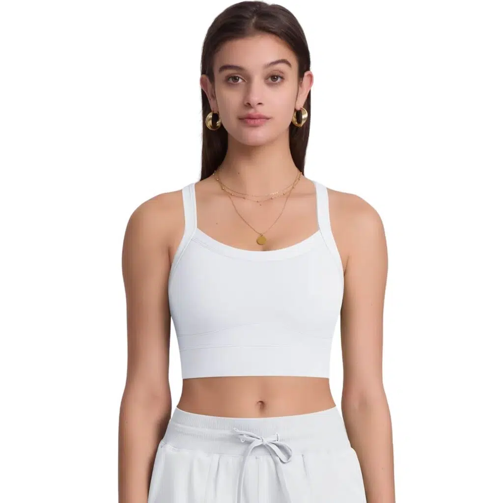 Top deportivo mujer bicolor blanco