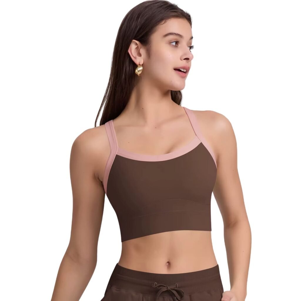 Top deportivo mujer bicolor café
