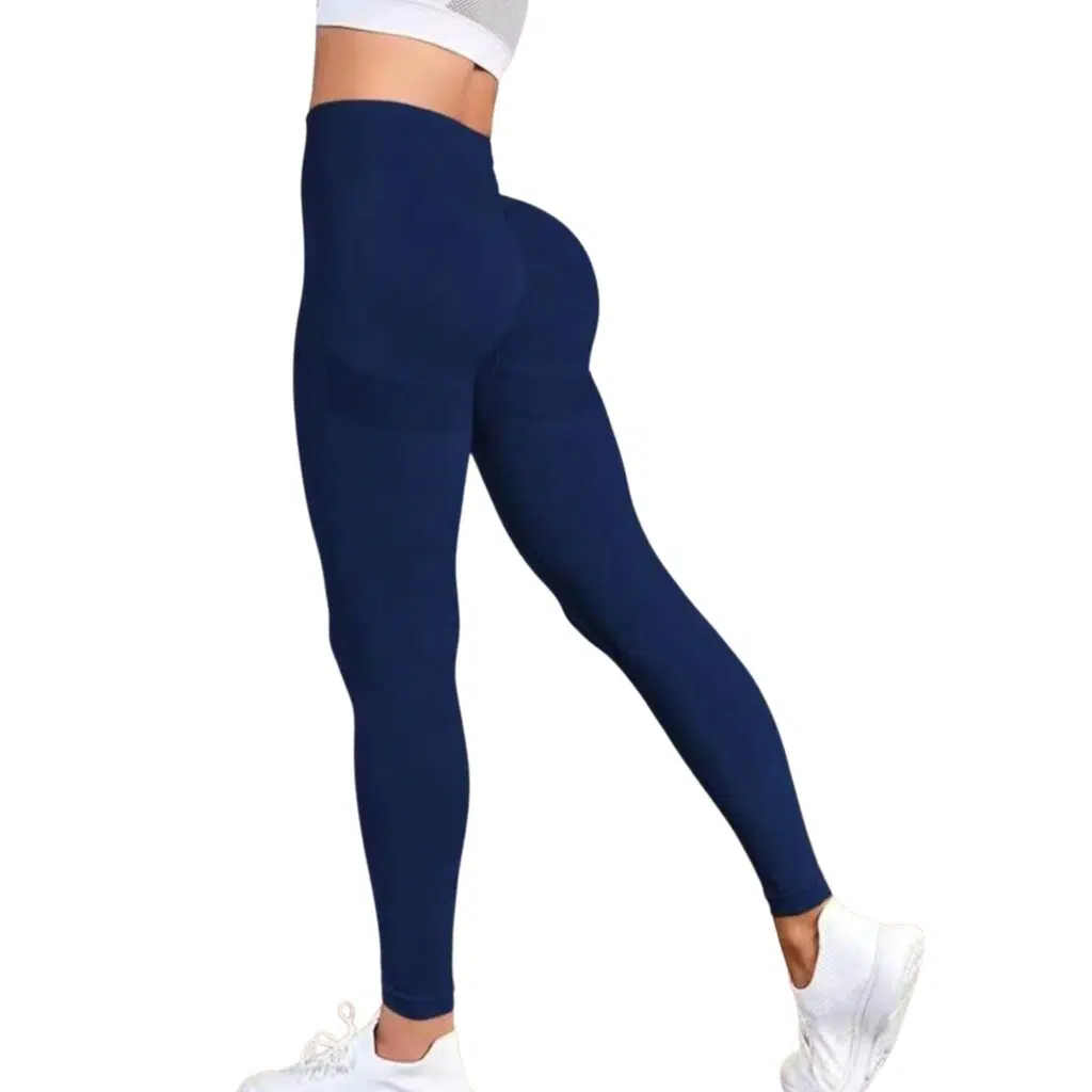 Calzas push up mujer tiro alto con soporte azul oscuro
