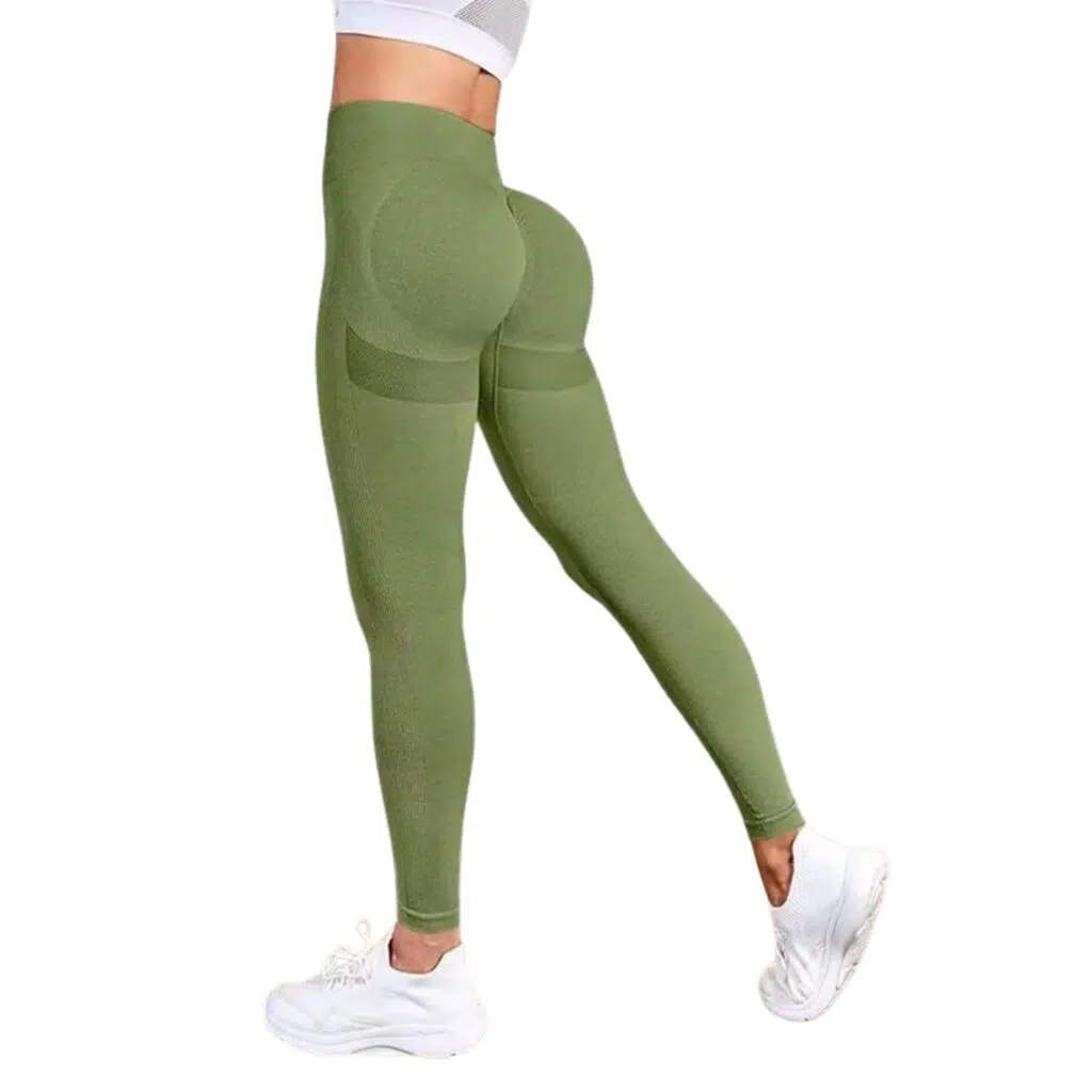 Calzas push up mujer tiro alto con soporte verde