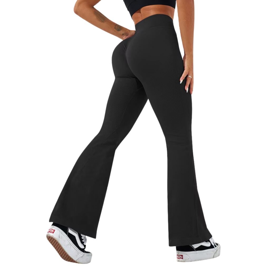 Calzas push up mujer flare cintura V negro