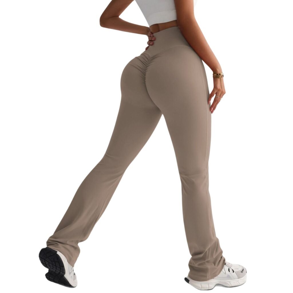 Calzas push up mujer corte recto tiro alto café claro