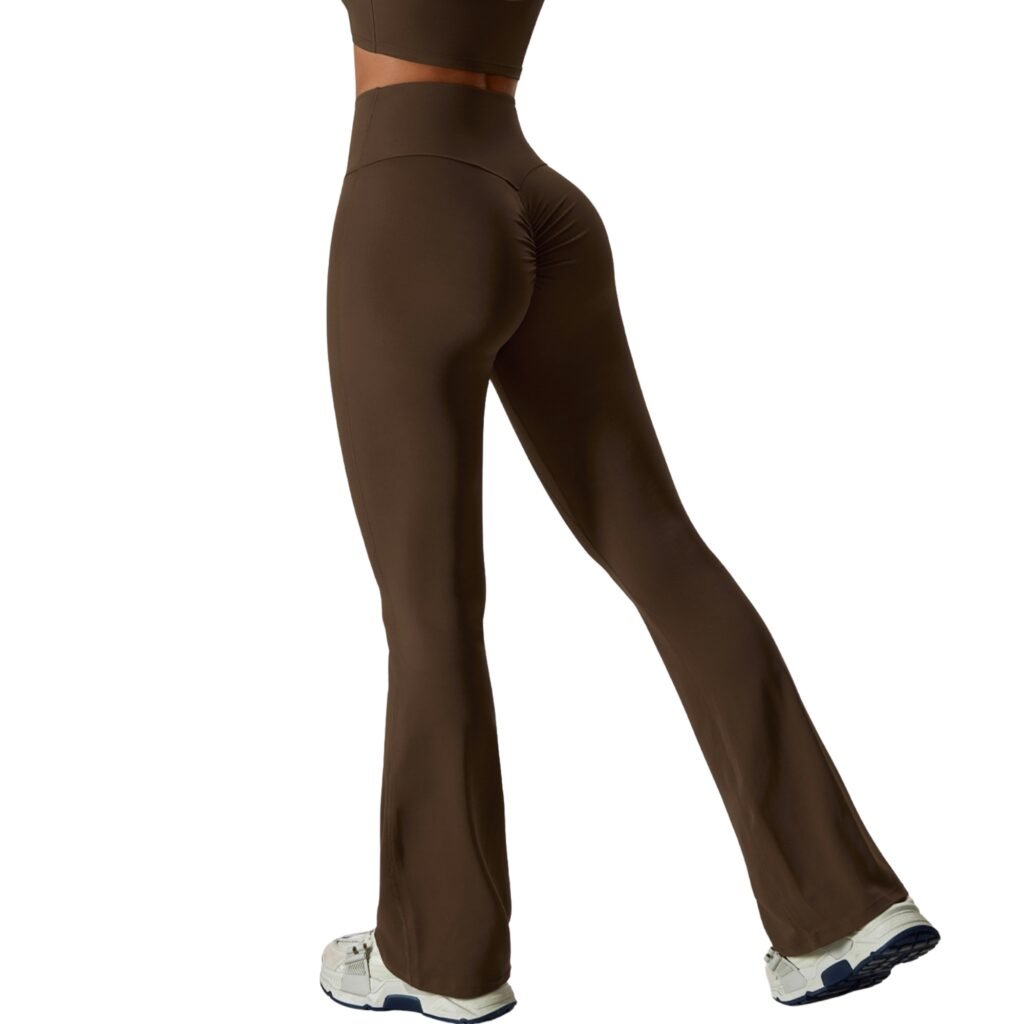 Calzas push up mujer corte recto tiro alto café