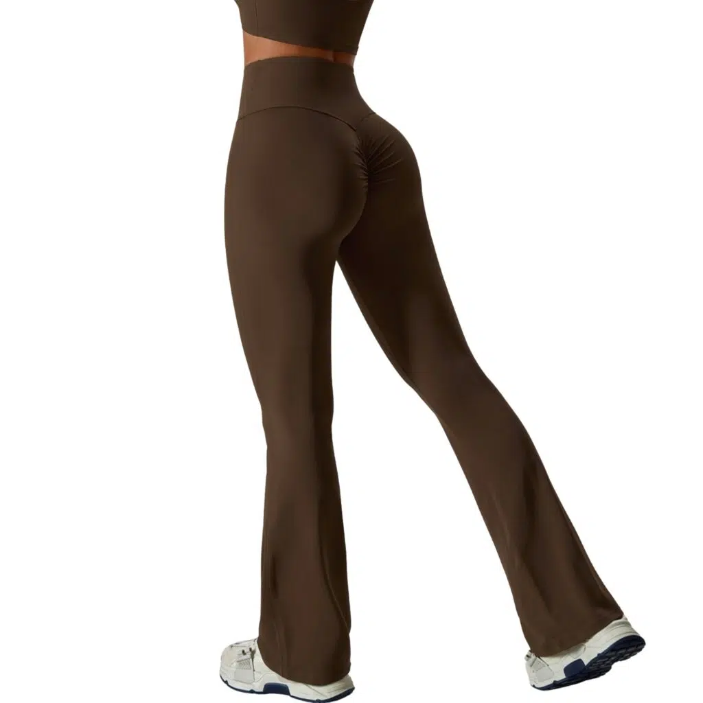 Calzas push up mujer corte recto tiro alto café