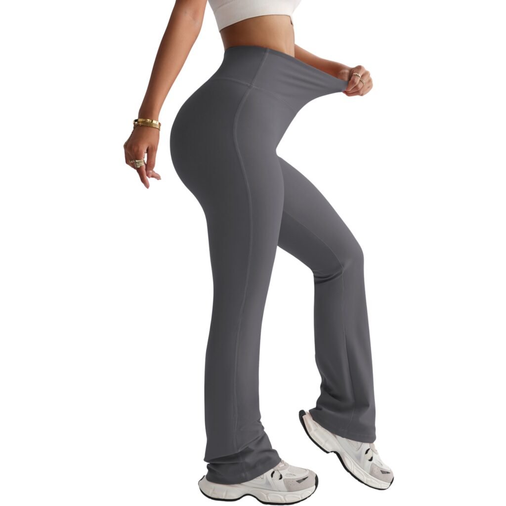 Calzas push up mujer corte recto tiro alto gris oscuro