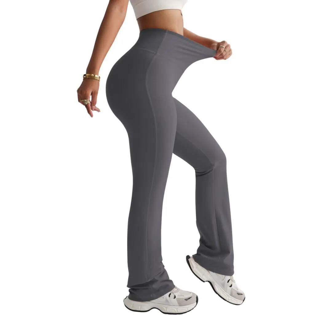 Calzas push up mujer corte recto tiro alto gris oscuro