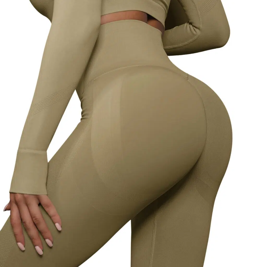 Calzas push up mujer lisas tiro alto beige