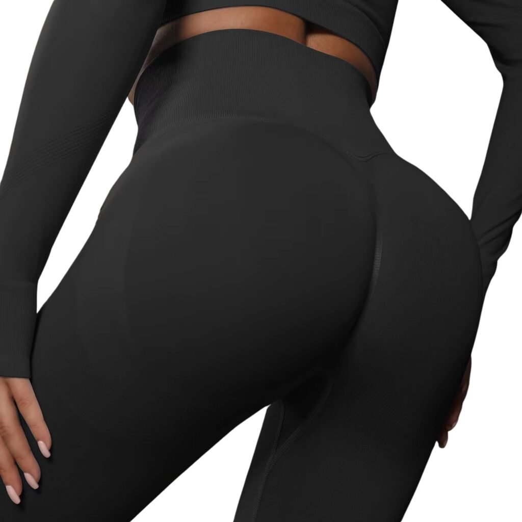 Calzas push up mujer lisas tiro alto negro