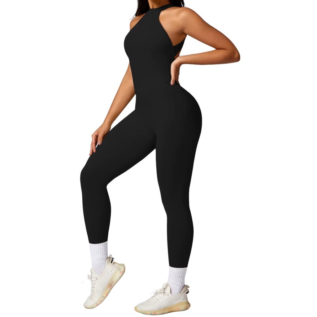 Enterito deportivo push up mujer sin mangas cuello V negro