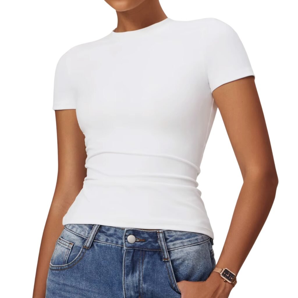 Polera deportiva mujer manga corta blanco