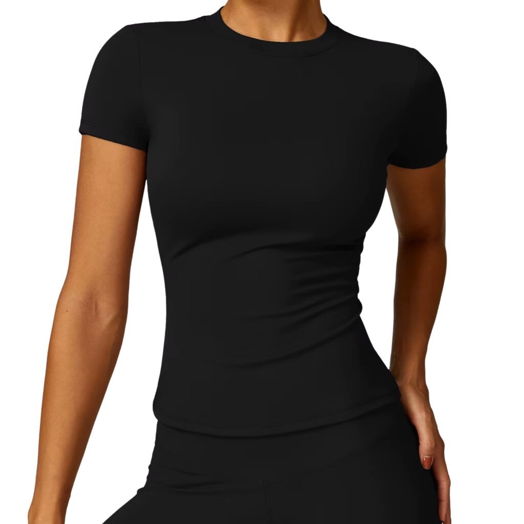 Polera deportiva mujer manga corta negro