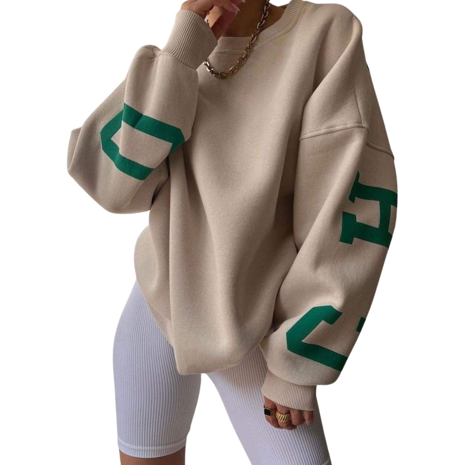 Poleron Manga Larga Oversize Beige