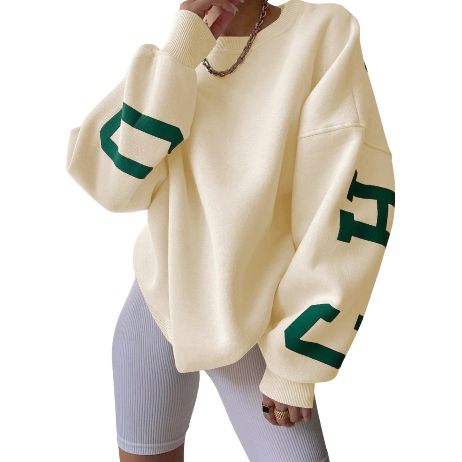 Poleron Manga Larga Oversize Crema