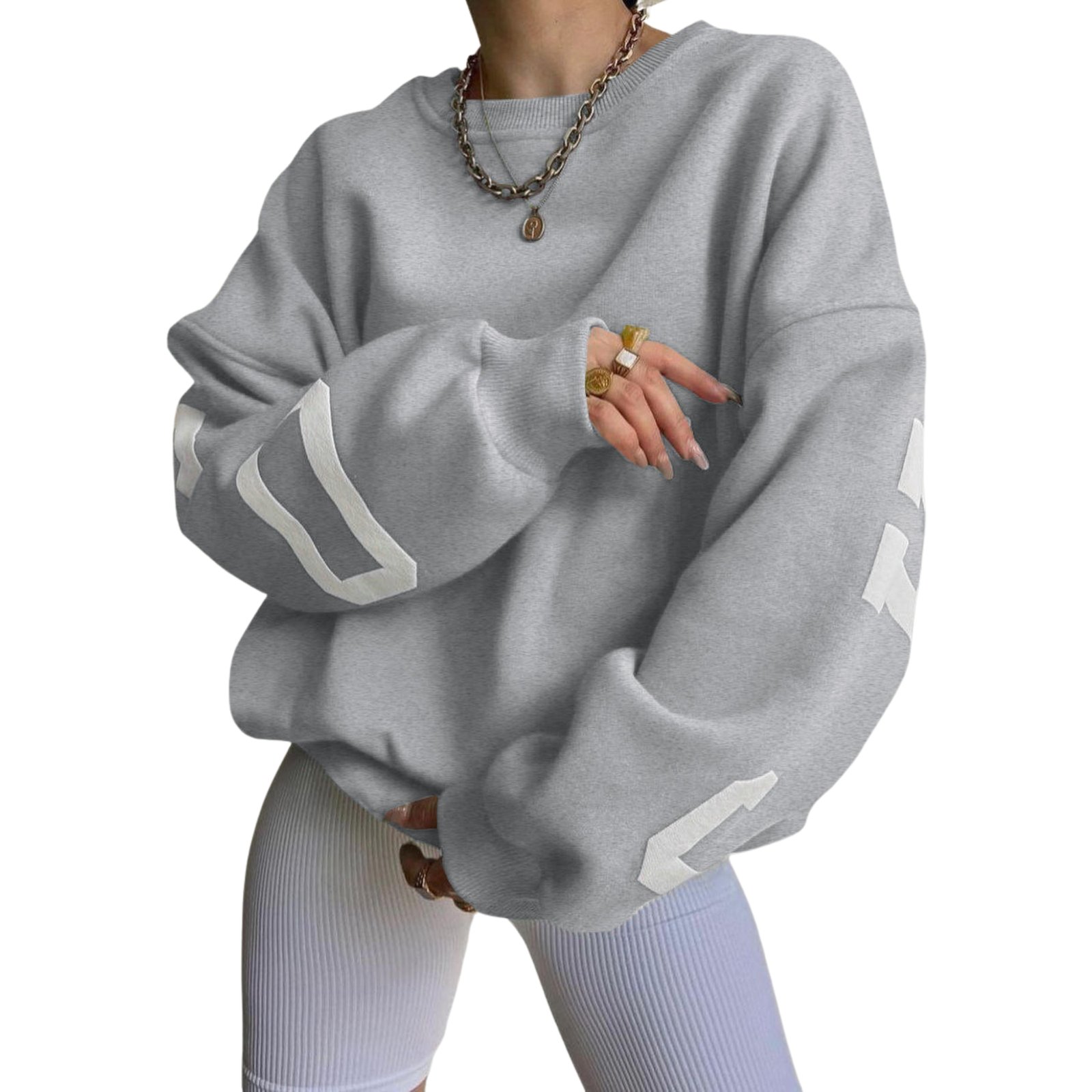 Poleron Manga Larga Oversize Gris