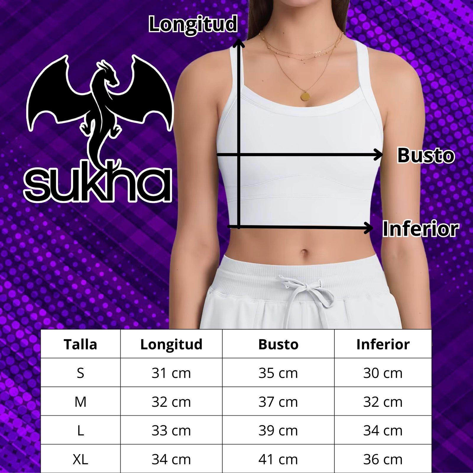 Top sin Manga con Blanco Sukha Negro - Imagen 2