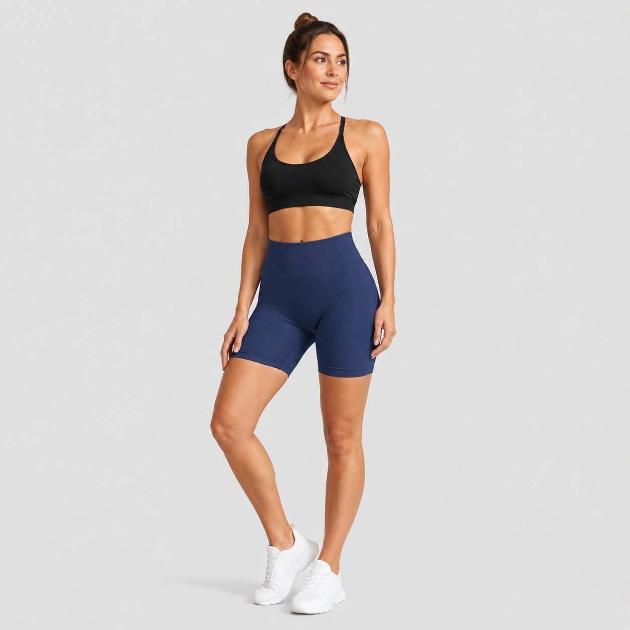 Calzas Leggings Push Up Solido Corto Azul Oscuro - Imagen 3