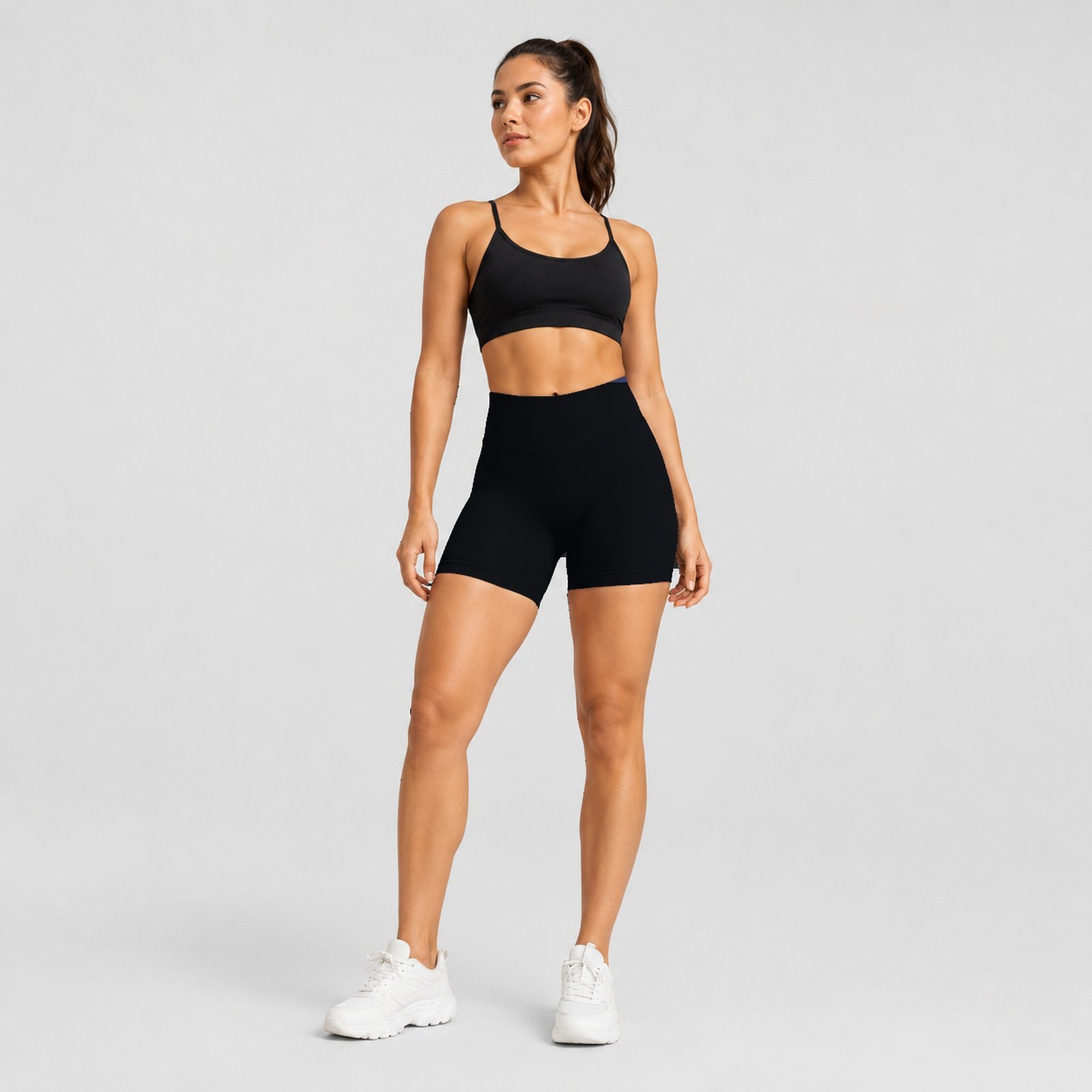 Calzas Leggings Push Up Solido Corto Negro - Imagen 2