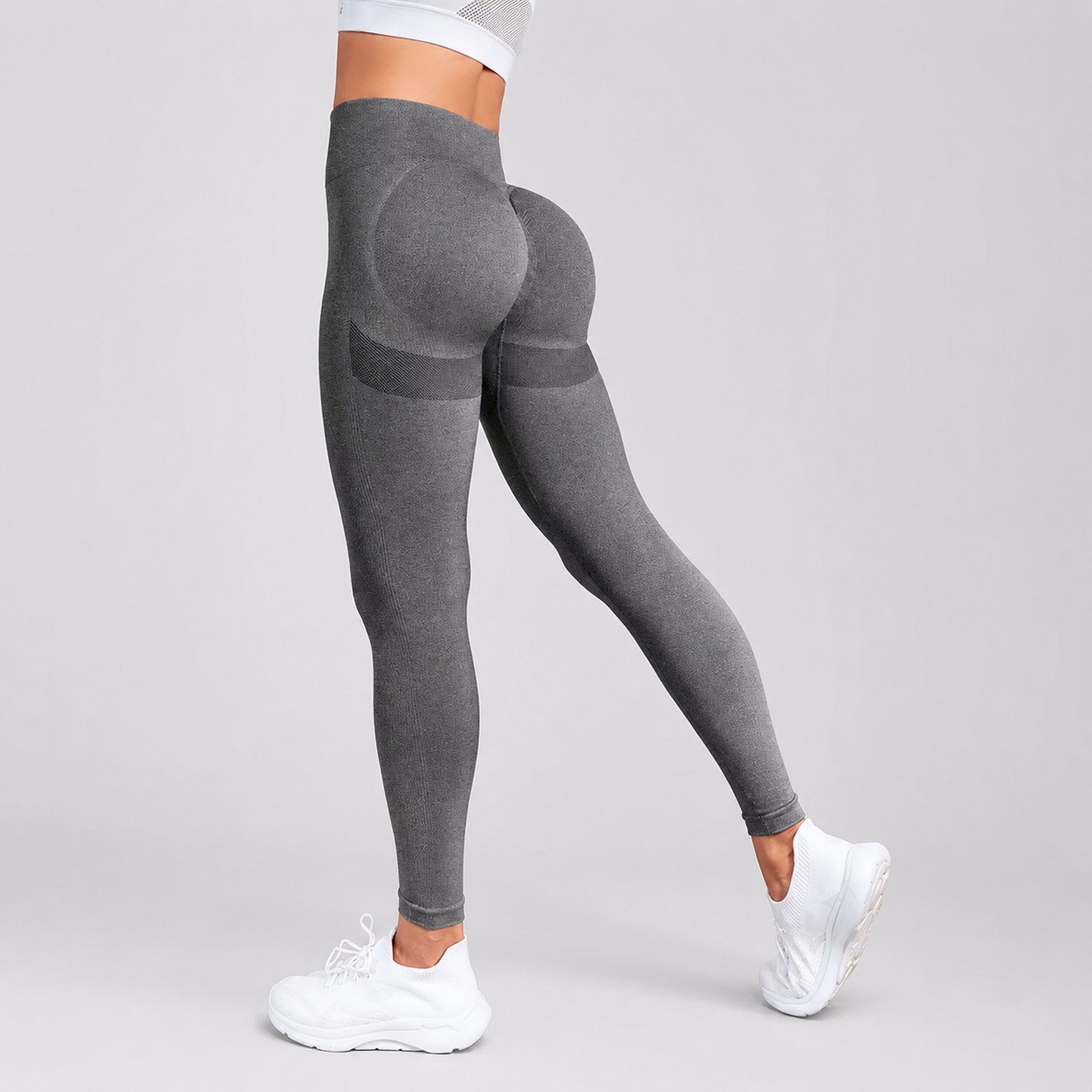 Calzas Leggings Push Up Soporte Tiro Alto Gris Oscuro - Imagen 2