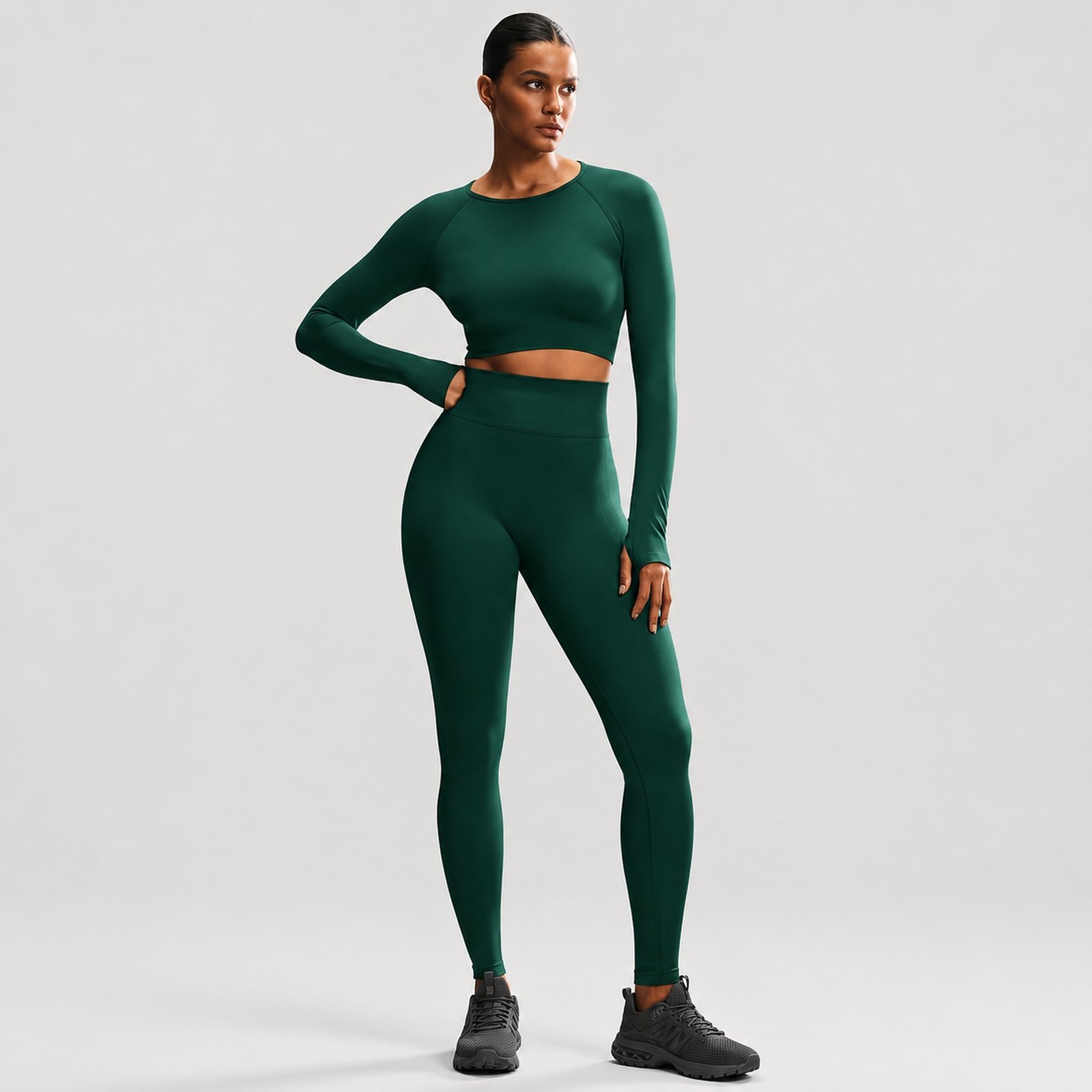 Conjunto Push Up Manga Larga Tiro Alto Verde - Imagen 7