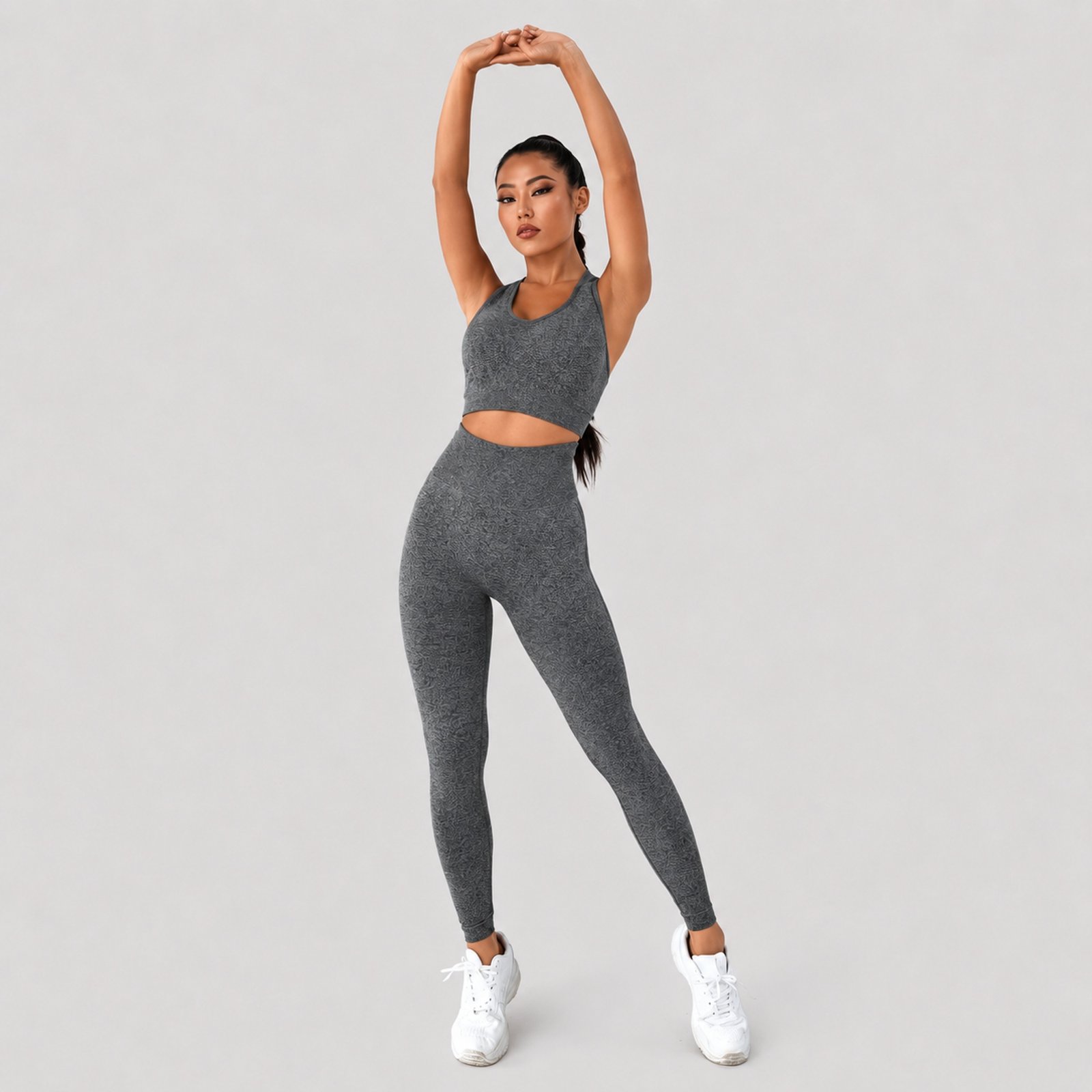 Conjunto Push Up Sin Mangas Tiro Alto Celular Gris - Imagen 2