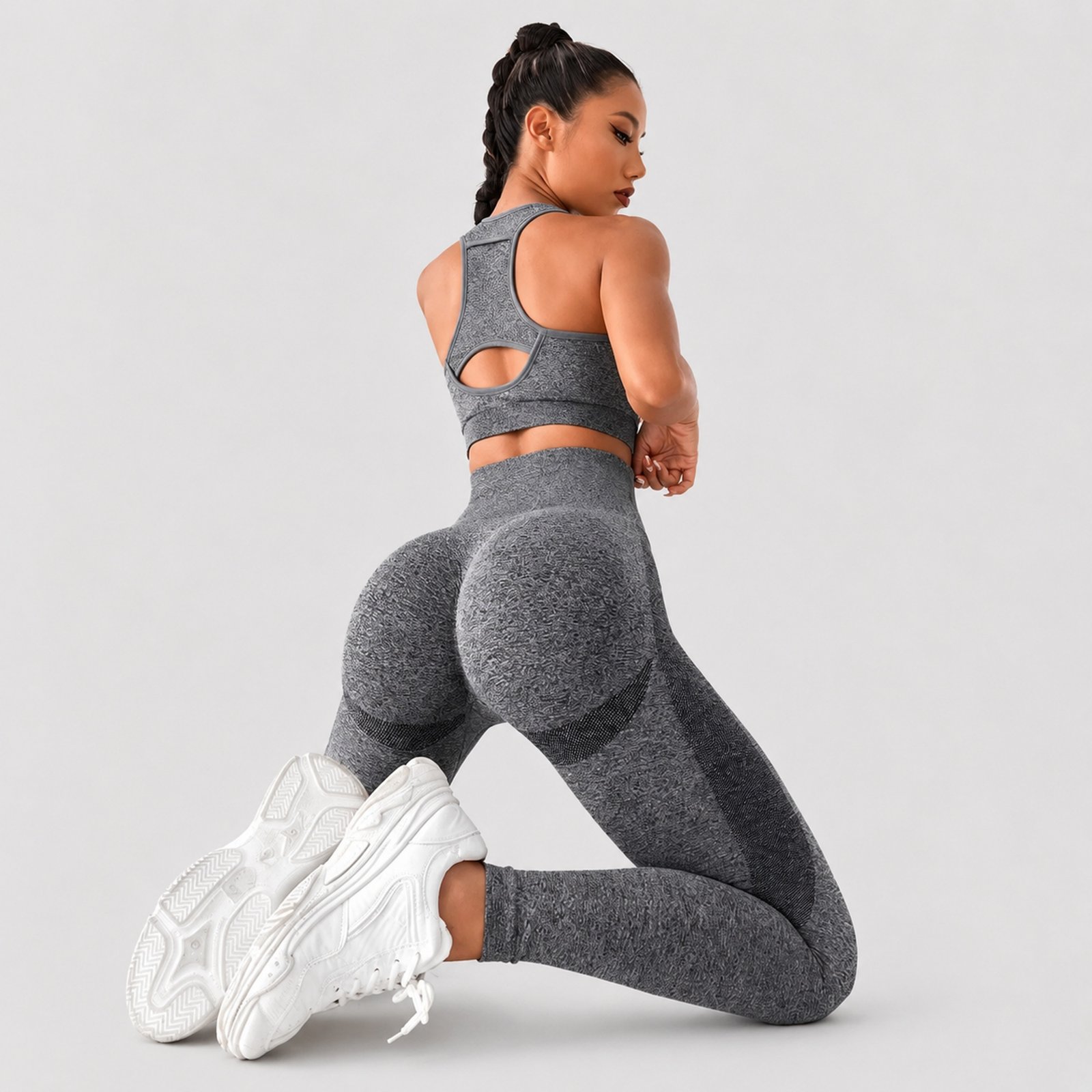 Conjunto Push Up Sin Mangas Tiro Alto Celular Gris - Imagen 4