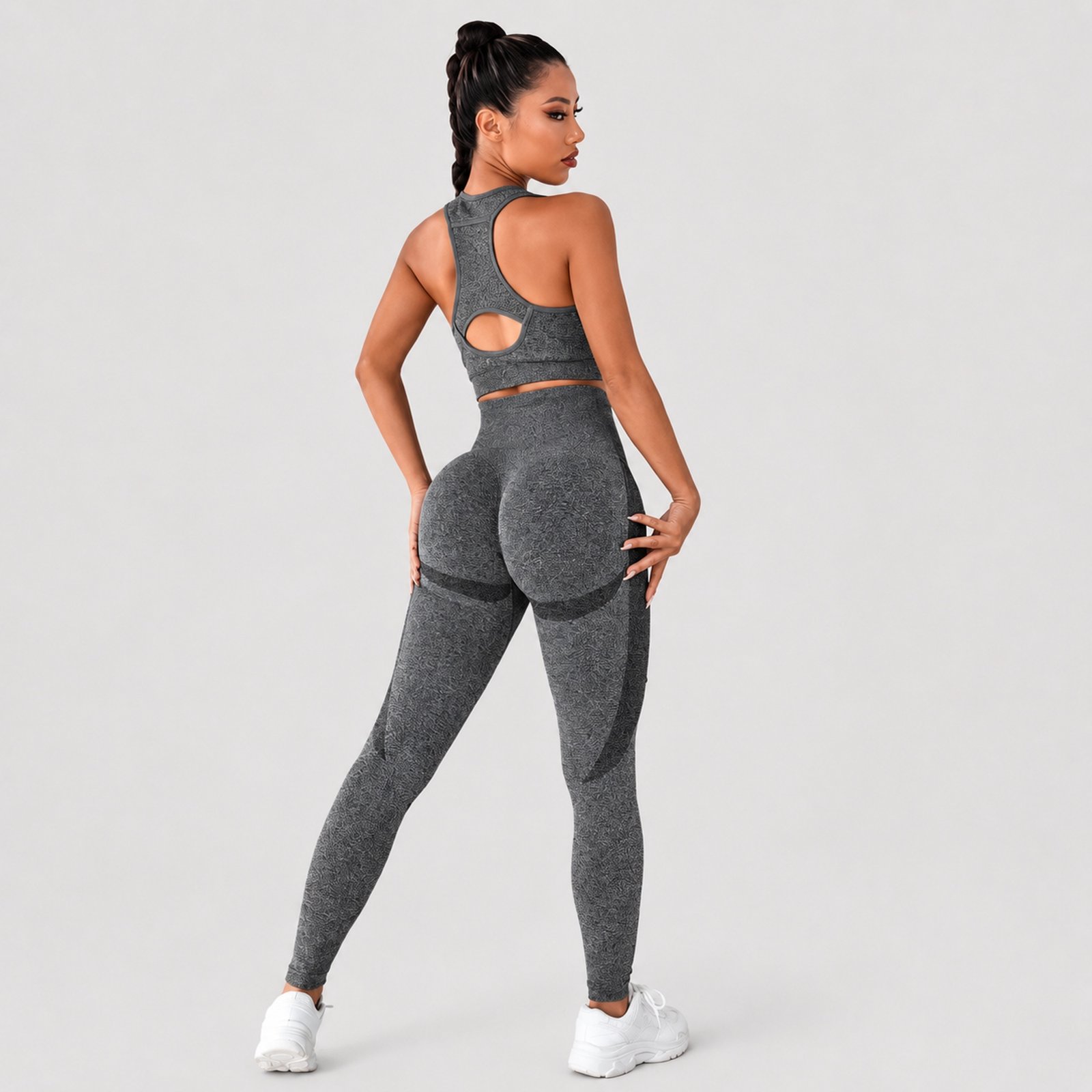 Conjunto Push Up Sin Mangas Tiro Alto Celular Gris - Imagen 5